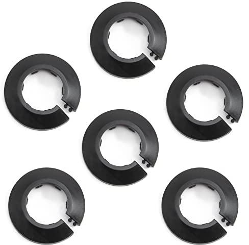 MroMax Passend für Rohrflanschabdeckung mit 3,2 cm Außendurchmesser, 32 mm Kunststoff, PP, Heizkörper-Rosettenplatte, Kragen für Wandrohre, Rohrdekoration, 6 Stück (schwarz)