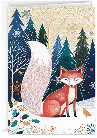 Hallmark UNICEF Boxed Christmas Cards, Folk Art Fox (12 Cards and 13 Envelopes)