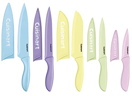 Cuisinart C55-10PCPL Ceramic Coated Knife Set with Blade Guard Sheaths (10- Piece Set) in Pastel Bright's