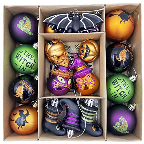 SVNVIOZ Lot de 28 boules incassables en forme de citrouille coquine à suspendre pour décorations de fête d'Halloween