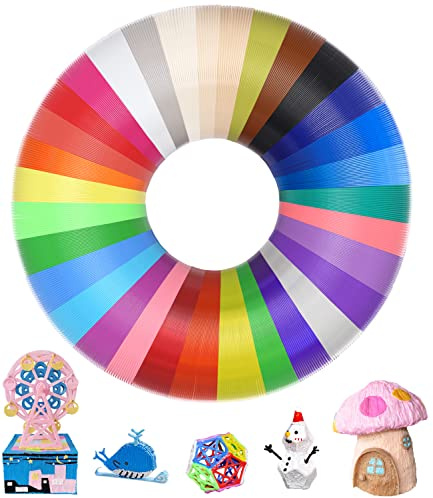Filamento PLA 1.75 mm, Filamento de PLA para 3D Pen 1.75mm con 32 Colores Diferente Filamento de 3D Pluma PLA Filamentos Lapiz 3D PLA 5m Filamento de Impresora 3D