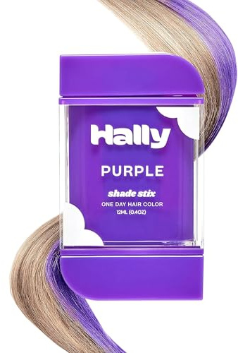 Hally Hair Temporary Hair Color, Shade Stix (Purple) - Hair Makeup Accessories for Kids, Teens & Adults - 12 ml Washable Hair Chalk & Dye for Festivals, Sporting Events & Parties