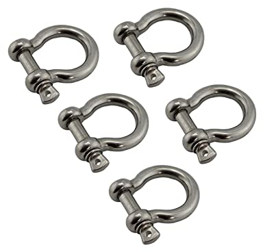ELSAIL 5PCS 304 Stainless Steel Bow Shackle With Screw Pin Rigging Hardware 4mm 5mm 6mm 8mm 10mm Tow Shackle For Survival Bracelets (Size : 10mm)