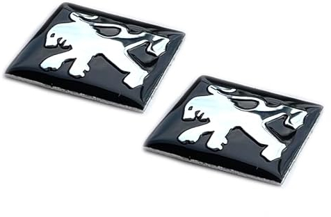 Lot de 2 autocollants 16 x 16 mm Convient pour voiture Peugeot Clé, télécommande, etc. Autocollant carré avec emblème (Peugeot 2 pièces)