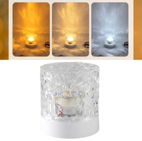 Lampe d'ambiance LED, Lumière Douce et Chaude, Source de Lumière LED, Ondulation d'eau Romantique, Veilleuse Dynamique à 360 Degrés, Tendance pour Chambre à Coucher (Trois