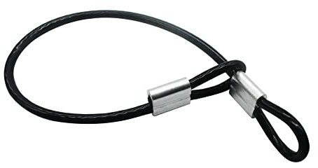 Floyutin 5 cables de acero inoxidable con revestimiento de vinilo de 5 mm con bucles, cuerda de alambre corta, bloqueo de cadena de seguridad para puertas al aire libre, 60 cm, color negro