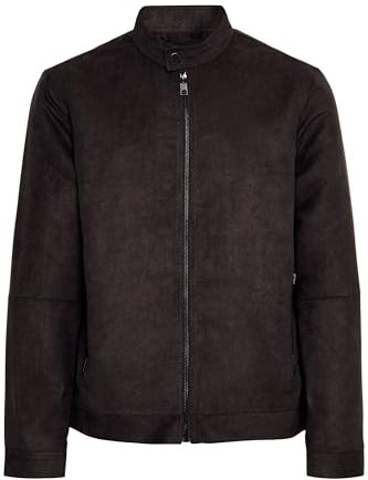 !Solid SDVamosa Herren Lederjacke Jacke Lederimitatjacke mit Reißverschlusstaschen hohem Kragen Regular fit, Größe:L, Farbe:True Black (194008)