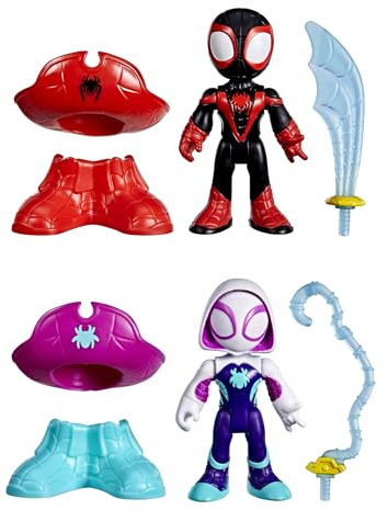 Marvel Spidey und Seine Super-Freunde Water-Webs Pirat Miles „Spin“ Morales & Piratin Ghost-Spider Spielzeug, Schwarz