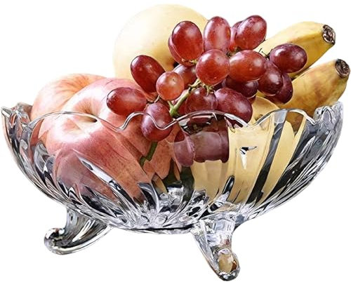 Ciotola di vetro in vetro 3d scodella intagliata intagliata ciotola di frutta in vetro trasparente, ciotola da porzione decorativa da 8,7x3,9 3,9 pollici per ciotola di vetro insalata di frutta da d
