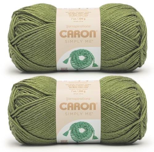 Caron Simply Me Peridot Yarn - 2 Pack of 200g / 7oz - 62% Acrylic 20% Nylon 18% Wool - #5 Bulky - 246Yards - Knitting/Crochet
