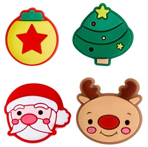 GORGECRAFT 1 Box 4Pcs 4 Styles Joystick Caps Cute Christmas Tree Reindeer Star Santa Claus Silicone Joycon Thumb Grip Cover Buttons Caps Replacement Protective Thumbstick Covers for Switch Controller