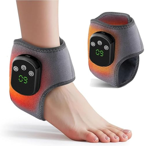 Massageapparat for fötter, Massageapparat, Uppvärmda fot- och fotledsmassageapparater, Justerbara värme- och massagelägen, Bärbar, Uppladdningsbar smärtlindringsmaskin for hemmet