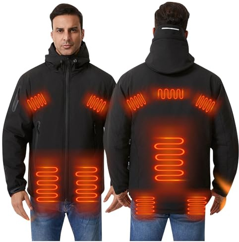 Wyongtao Veste Chauffante Homme Femme Gilet Chauffant Electrique Usb Manteau Chauffant À Capuche Doudoune Chauffante Hiver Impermeable Lavable Blouson Jacket Pour Moto Pêche Chasse Camping