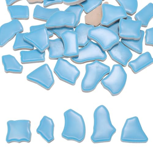 PATIKIL 500g/1.1LB Baldosas De Mosaico Cerámico Irregulares, 0.79-1.57 Fragmentos De Porcelana Rotos Teñidos De Mosaico Piedras A Granel Para Manualidades Decoración Del Hogar, Azul Lago