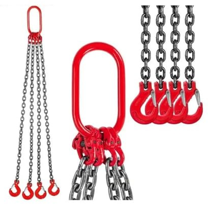 Chain Hooks, 4T Chain Sling - 1M / 2M X 8MM Four Leg With Powder Coating Steel Hook - Grade 80 High Temperature Resistance For Lifting(1m)