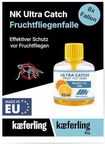 Novokill 8 trampas para Moscas de la Fruta para la Cocina – Eficacia de hasta 5 semanas por Trampa – para Uso en Interiores – Sistema antiderrame