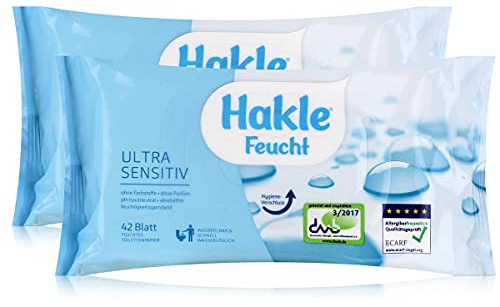 Hakle Feucht Ultra Sensitiv 42 Blatt Feuchtes Toilettenpapier Nachfüller (2er Pack)