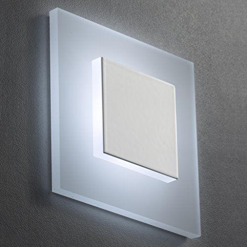 meerkatsysteme LED Treppenbeleuchtung Premium SunLED Pyramid Small 230V 1W Echtes Plexi-Glas Treppenlicht mit Unterputzdose Beleuchtung Wandeinbauleuchte (ALU: Weiß; LICHT: Kaltweiß, 1 Stück)