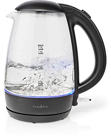 Hervidor de agua – 1,7 l – Cristal – Negro – Giratorio 360 grados – Elemento calefactor oculto – Controlador Strix – Protección Boil-dry Protection