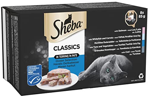 Sheba Classics Cat Trays Ocean Collection in Terrine 8x85g