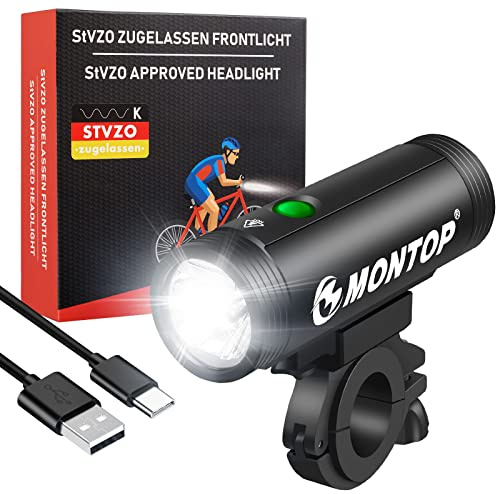 StVZO Godkänd cykelljus, USB framlampor batteri, MONTOP LED cykelbelysning cykellampa, cykellampor för barn och vuxna LITE