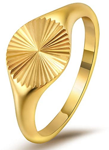 YeGieonr Edelstahl Ring Damen,Gold Ringe Frauen Wasserfest Schmuck, Non-Tarnish Vergoldete Ring Modeschmuck Geschenk für Frauen und Mädchen (Sonnendurchbruch, 60(18.9))