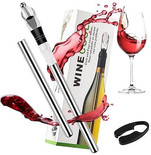 Wine Cooling Rod Set, Wine Cooler Rod Made of Stainless Steel 4-in-1 Wine Cooling Stick, Wine Cooler as an Ideal Gift Red and White Wine Gift Set Gift for Wine Lovers