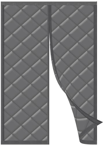 HOWIN Thermo Türvorhang Kälteschutz 120 x 200cm, Magnet Thermovorhang Tür, Wärmeschutzvorhang Balkontür, Thermo Vorhang Magnetischer Innen, Gegen Kälte Haustür Winter, Summer Grau
