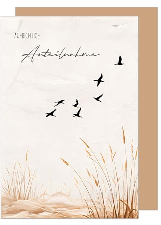 Edition Seidel Premium Trauerkarte mit Umschlag. Beileidskarte Trauer Karte In stiller Trauer Aufrichtige Anteilnahme Abschied letzter Gruß Mitgefühl Vögel Schilf (T1180 SW024)