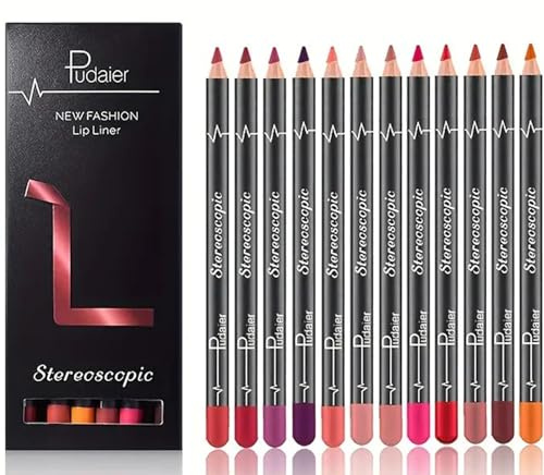 Regalatic Lip Liner Pack of 12 - Long-Lasting, Smooth, and Easy to Apply Lip Liners - Assorted Colors Lip Liner