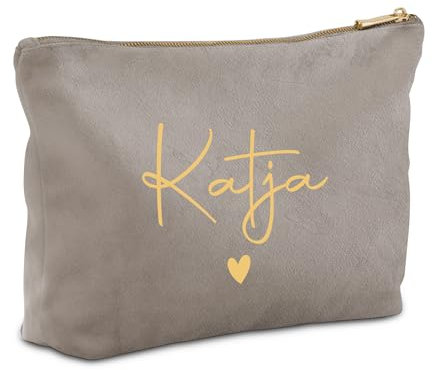 Meine Kosmetiktasche - Personalisierte Samt Kosmetiktasche für Makeup und Kosmetika mit eigenem Namen - Moonstone, 33x24cm