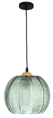 S-Cevada Lampada a Sospensione Vintage in Vetro Verde 20cm Sferica per Sala da Pranzo Cucina Isola Camera Corridoio Bar (Verde 25cm)