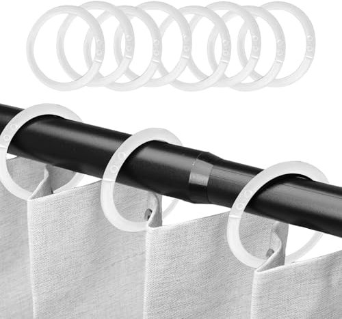 Anneaux Rideaux,100 Pièces Anneau Rideau Douche Crochet Diamètre Intérieur 40MM Anneau Rideau Douche Ronds Douche Anneaux de Couverture de Fenêtre Tendance,pour Tringles à Rideaux Douche(Blanc)