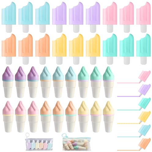 36 stycken mini highlighter, isformade mini barn överstrykningspennor, 6 färger lysande pennor pastell, roliga pennor för barn, highlighter pennor, minipennor set för gåvor, fest, födelsedag och skola
