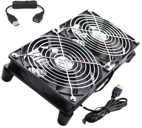 JUNNASALIKER Ventilatore gemellare alimentato USB per raffreddamento router ventilazione efficiente e controllo della temperatura di elettronica
