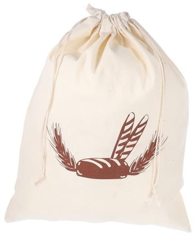 POPETPOP Sacchetto Riutilizzabile Per Pane in Cotone e Lino Coulisse, Sacchetti Riutilizzabili Per Alimenti Da Forno 40x30 Cm, Porta Pane Per Panetteria e Uso Domestico Stampa Motivo Grano