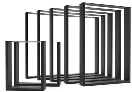 HEVVA Tischbeine Basel | Stabile Konstruktion | Tischkufen Metall Tischgestell für Esstisch, Küchentisch, Arbeitstisch, Schreibtisch, Gartentisch, Couchtisch, Bank (2er Set - Schwarz – 70x72 cm)