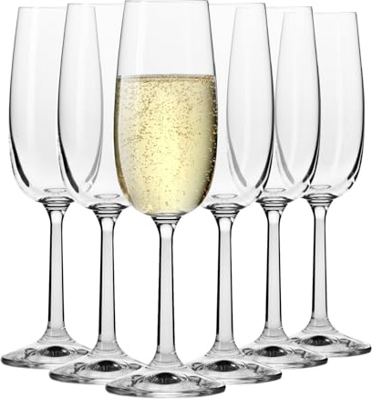 Krosno – Calici da Champagne e Prosecco 175 ml – Set da 6 Pezzi – Collezione Pure – Cristallo Senza Piombo – Stile Slanciato, Elegante e Senza Tempo