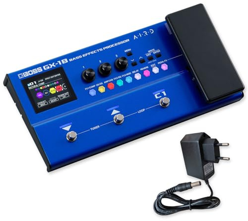 Boss GX-1B Pédale d'effets multi-effets pour basses avec bloc d'alimentation Keepdrum