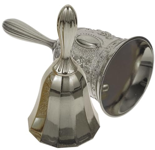 Healeved Lot de 2 Clochettes en Métal Vintage, Cloches de Service Rétro en Alliage Inoxydable, Finition Bronze Lisse et Bronze Rose, Cloches à Main pour Restaurant, Bar, École, Décoration