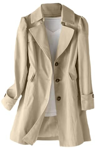 Genérico Gabardina Mujer Abrigos Mujer Primavera Y Otoño Abrigos Largos Gabardina Entallada Estilo Coreano Con Doble Botonadura, Corte Medio Y Diseño Minimalista