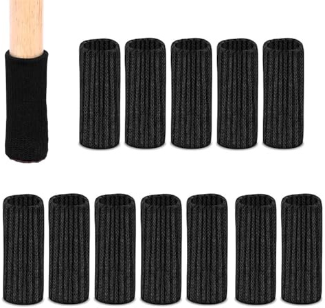 12 Pièces Chaussette Chaise Patin Antidérapant, Noir Élégant Élastique Protège Pied de Chaise, pour Pieds de Chaise Ronds/Eckigs, Meubles Et Sol, Évite Rayures Et Bruit
