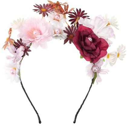 Hårband med konstgjord blomsterkrans Artificiell Simulerad Blommig Krona Pannband for Kvinnor(Color2)