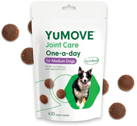 YuMOVE Joint Supplement for Dogs, ONE-A-DAY for Joint Care, Essential Dog Hip and Joint Aid for Stiff Medium Dogs with Glucosamine, Chondroitin, Green Lipped Mussel, 30 Chews - 1 Month supply
