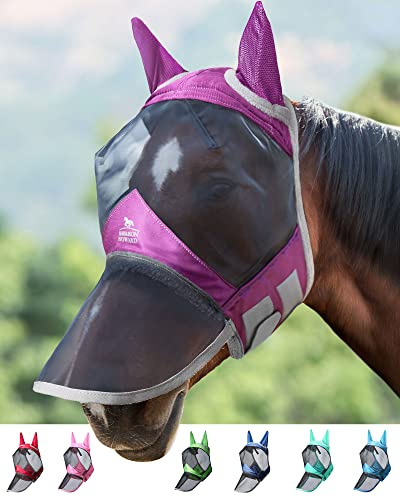 Harrison Howard CareMaster Pro Luminous Maschera anti-mosche per cavallo UV protezione pieno volto Viola (L; Full Size)