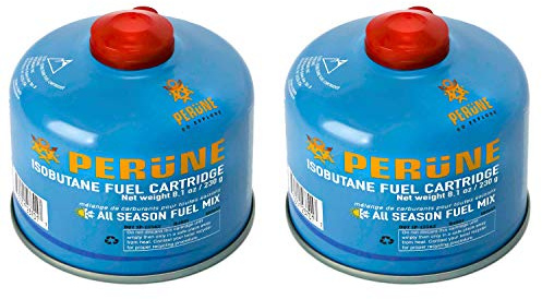 Perune Iso-Butane Camping Fuel Gas Canister All Season Mix - 230gram (2 Pack)