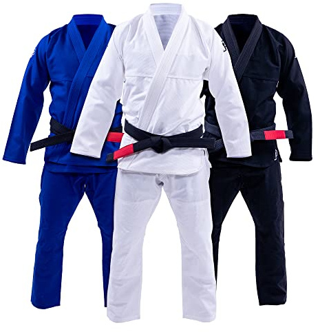 Progress Jiu Jitsu Academy Gi | Lätt BJJ Gi med gratis vitt bälte | BJJ Kimono för män och kvinnor | Hållbar Jiu Jitsu Gi, Vitt, A4