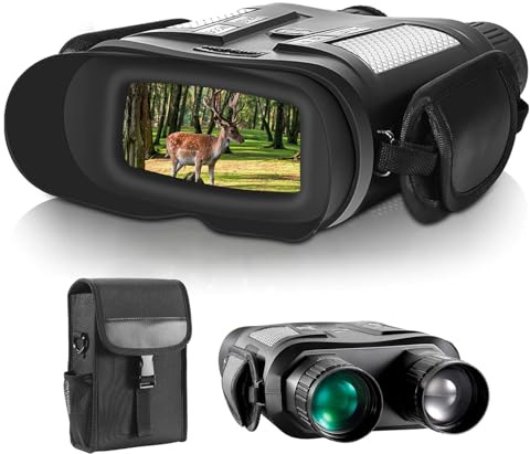 Nattvisionsglasögon, AUPABU IR nattvisionskikare för vuxna jakt, spotting vildliv, 400 m med 32 GB TF-kort, spela in FHD-foto video nattvision omfattning