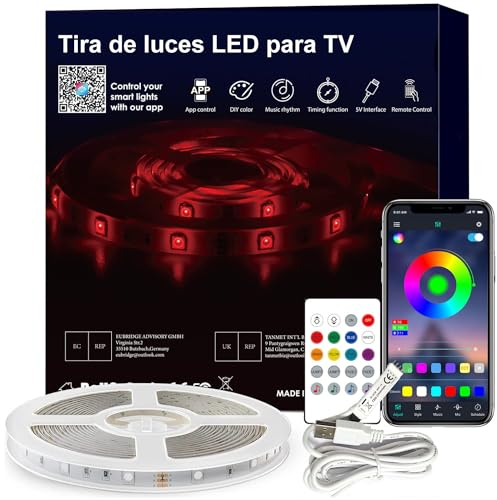 LED Strip Lights for TV, USB TV Backlight Kit with Remote, APP Control Sync to Music, 5050 RGB Smart LED Bias Lighting for HDTV (3m for 45-60 TV)