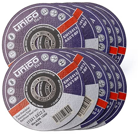 10x IPOTOOLS Disque a tronconner 115 metal - Disque meuleuse 115 metal en acier inoxydable, disque meuleuse 115 mm x 1,0 mm, pour métal, acier et acier inoxydable Métal INOX Fer